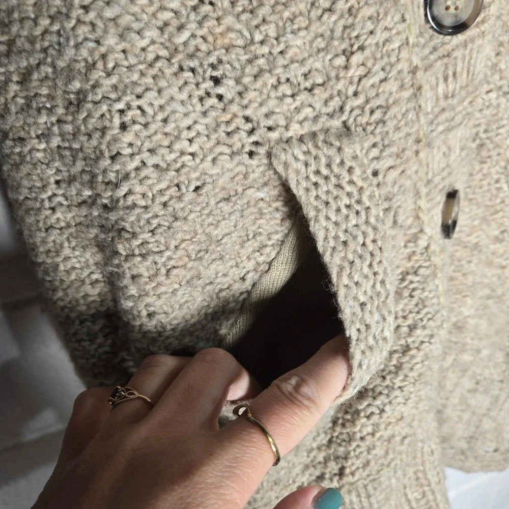 Free People Womens Napoli Sweater Duster Vest Wool Blend Chunky Knit Long Medium